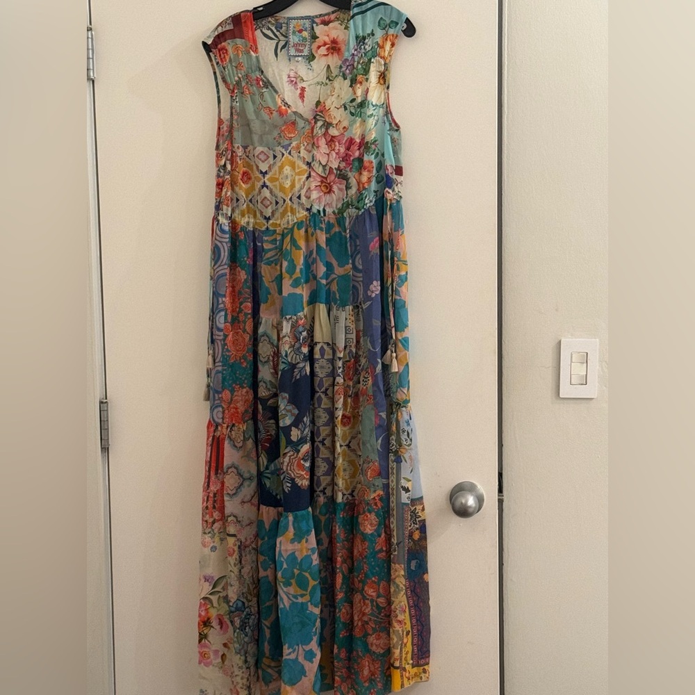 Johnny Was Multicolor Floral Patchwork Maxi Dress